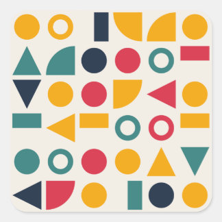 Adesivo Quadrado Padrão contínuo de formas geométricas Bauhaus