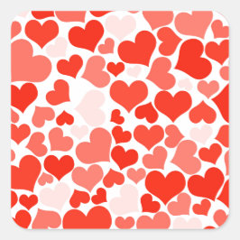 Adesivo Quadrado Padrão Coração Vermelho Moderno e Coração Bonito