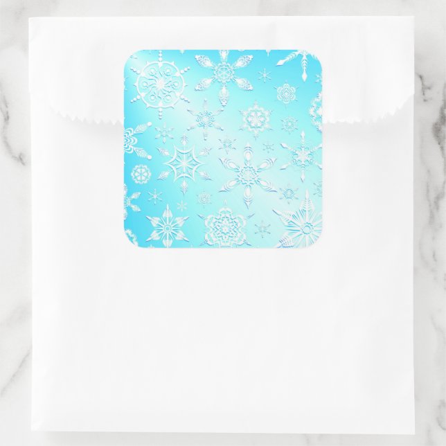 Adesivo Quadrado Padrão Crystal Snowflakes (Bolsa)
