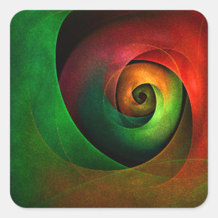 Adesivo Quadrado Padrão de Abstrato de Arte Vermelha Verde Floral M