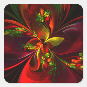 Adesivo Quadrado Padrão de Abstrato Floral Verde Moderno #05