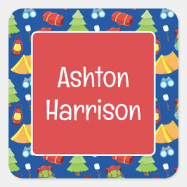 Adesivo Quadrado Padrão de acampamento de verão bonito