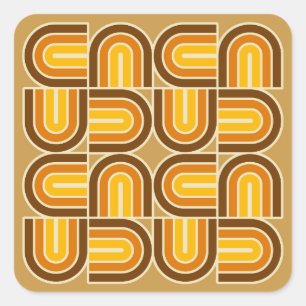 Adesivo Quadrado Padrão de Arca Geométrica do Estilo 70s