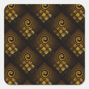 Adesivo Quadrado Padrão de Arte Abstrata Boho Moderno Elegante Dour