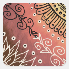 Adesivo Quadrado Padrão de Arte Engraçado Vermelho