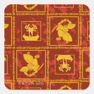Adesivo Quadrado Padrão de Azulejo de Silhouette do Ouro Samurai Ja