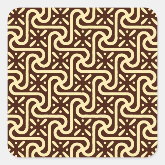 Adesivo Quadrado Padrão de azulejo egípcio, chocolate marrom e bron (Frente)