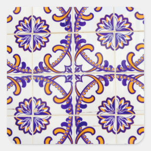 Adesivo Quadrado Padrão de azulejos close-up, Portugal