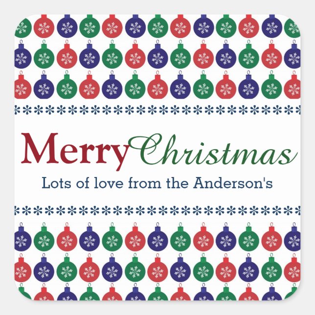 Adesivo Quadrado Padrão de Balança Personalizado Natal (Frente)