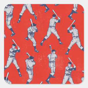 Adesivo Quadrado Padrão de beisebol vintage