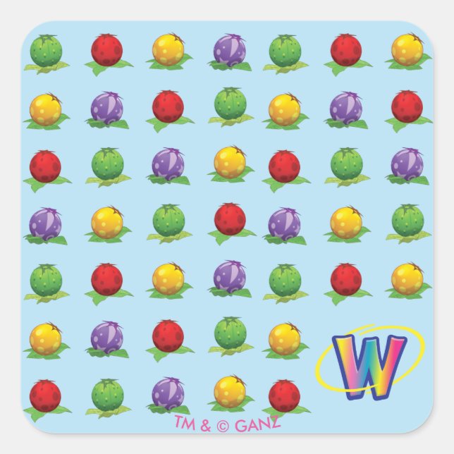 Adesivo Quadrado Padrão de Berry Azul (Frente)