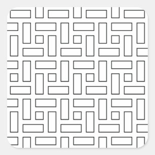 Adesivo Quadrado Padrão de Bloco Linear Preto e Branco - Branco