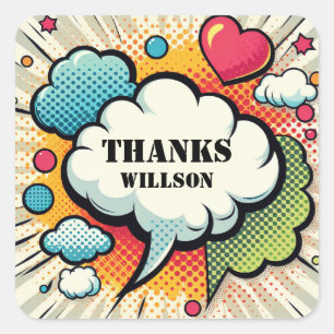 Adesivo Quadrado Padrão de Bolha de Fala em Quic