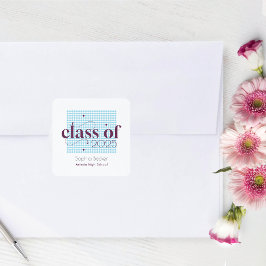 Adesivo Quadrado Padrão de Boné de formatura Azul Moderno