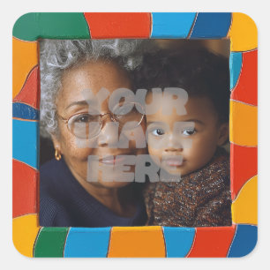 Adesivo Quadrado Padrão de borda do mosaico colorida divertida para