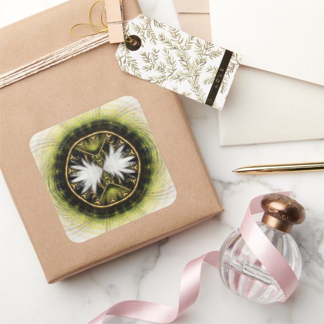 Adesivo Quadrado Padrão de brilho fractal místico mágico (Presentear)