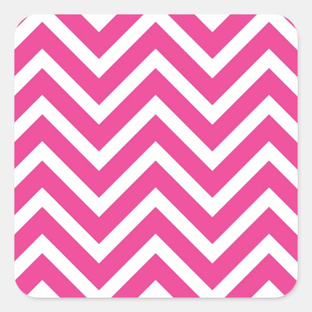 Adesivo Quadrado Padrão de Chevron Rosa Girly (Frente)