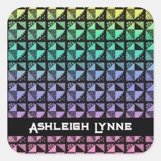 Adesivo Quadrado Padrão de Coleta do Rainbow Broken Dishes