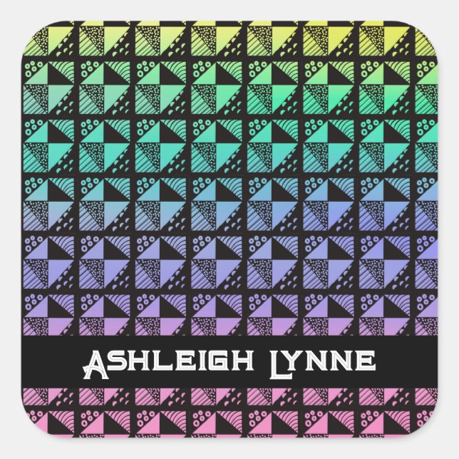 Adesivo Quadrado Padrão de Coleta do Rainbow Broken Dishes (Frente)