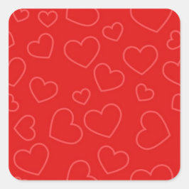 Adesivo Quadrado Padrão de Coração Vermelho Simples