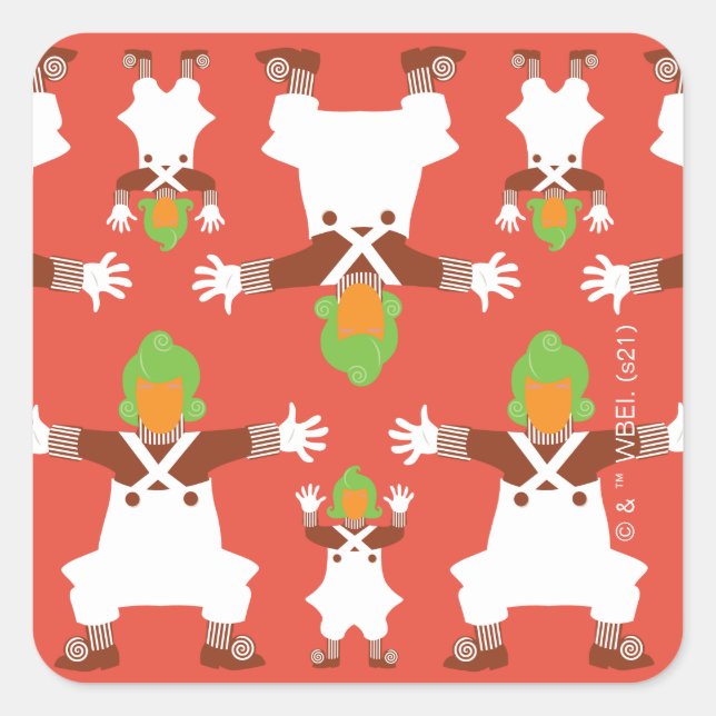 Adesivo Quadrado Padrão de dança Oompa Loompa (Frente)