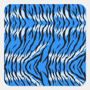Adesivo Quadrado Padrão de Design de Pele de Tigre Azul 