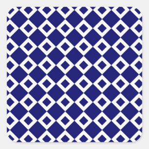 Adesivo Quadrado Padrão de Diamante Branco e marinho