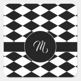 Adesivo Quadrado Padrão de diamante branco e preto