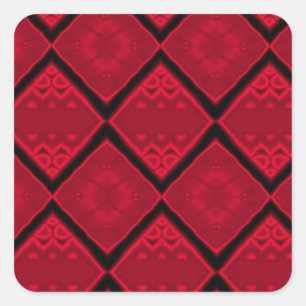 Adesivo Quadrado padrão de diamantes em vermelho