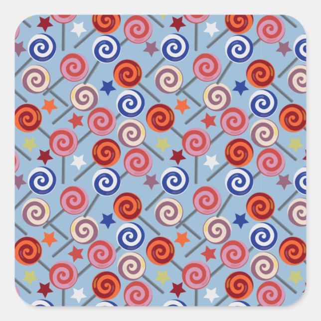 Adesivo Quadrado Padrão de doces | Padrão do lombo | pirulito 40 (Frente)