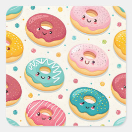 Adesivo Quadrado Padrão de Donuts