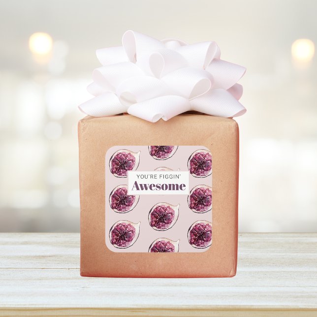 Adesivo Quadrado Padrão de Fig Roxo Moderno e você é incrível (Criador carregado)