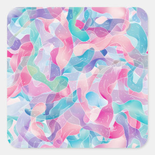 Adesivo Quadrado Padrão de Fita Abstrata Pastel