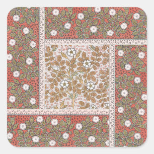 Adesivo Quadrado Padrão de Flor de Ilustração de Rosa