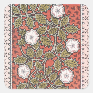 Adesivo Quadrado Padrão de Flor de Ilustração de Rosa