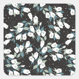 Adesivo Quadrado Padrão de Flor de Tulipas Elegante - Plano de Fund