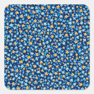 Adesivo Quadrado Padrão de Flores Azuis