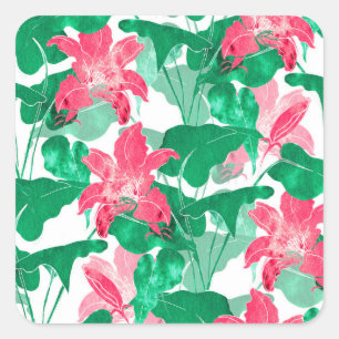 Adesivo Quadrado Padrão de Folhas de Natureza Coloridas