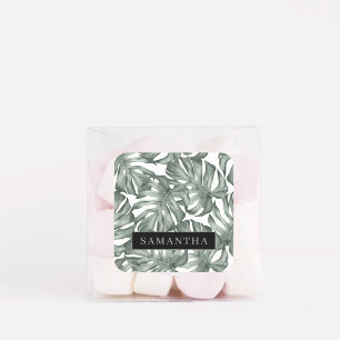 Adesivo Quadrado Padrão de Folhas de Oásis Moderna de Aquarela Tr