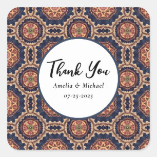 Adesivo Quadrado Padrão de Formas de Flor e Estrelas - Casamento