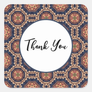 Adesivo Quadrado Padrão de Formas de Flor e Estrelas - Obrigado