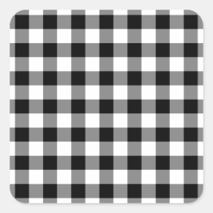 Adesivo Quadrado Padrão de Gingham Preto e Branco