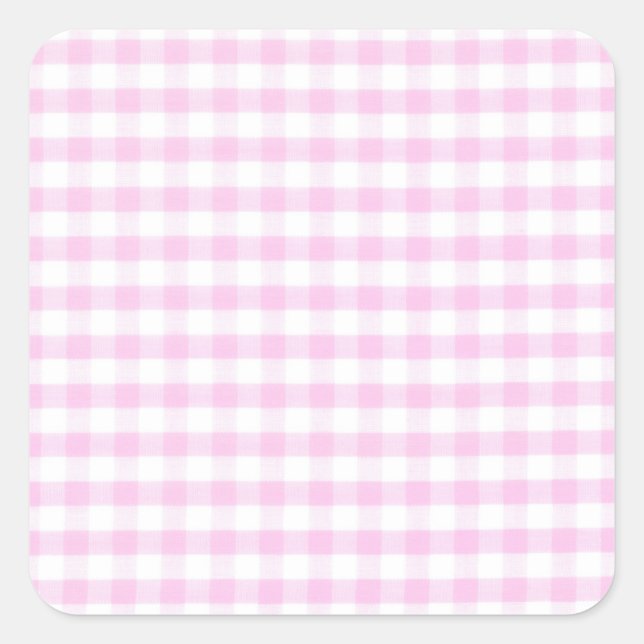 Adesivo Quadrado Padrão de Gingham Rosa (Frente)