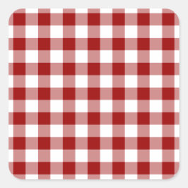 Adesivo Quadrado Padrão de Gingham Vermelho e Branco