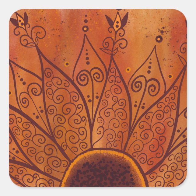 Adesivo Quadrado Padrão de girassol abstrato (Frente)