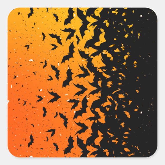 Adesivo Quadrado Padrão de Halloween do Vampiro Drácula de Silhouet (Frente)