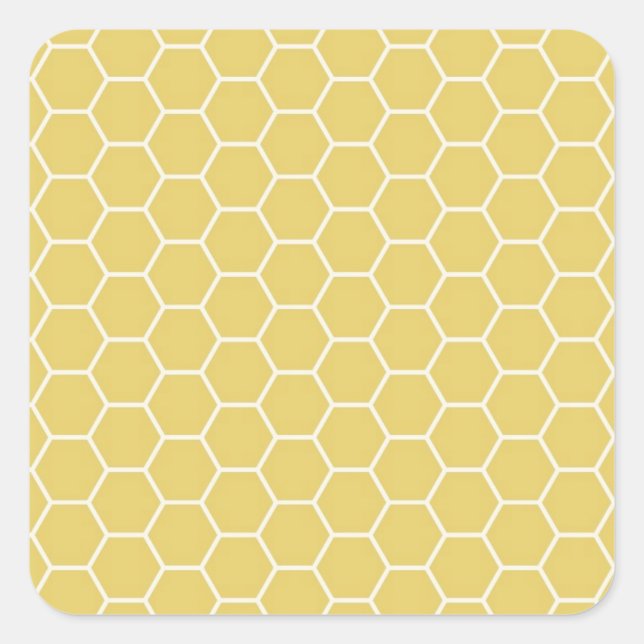 Adesivo Quadrado Padrão de Hexágono Geométrico do Honeycomb Amarelo (Frente)