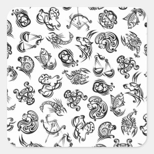 Adesivo Quadrado Padrão de Horóscopo da Astrologia Zodiac