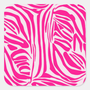Adesivo Quadrado Padrão de Impressão de Zebra Rosa