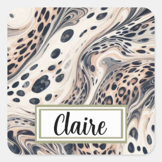 Adesivo Quadrado Padrão de leopardo marmorizado personalizado